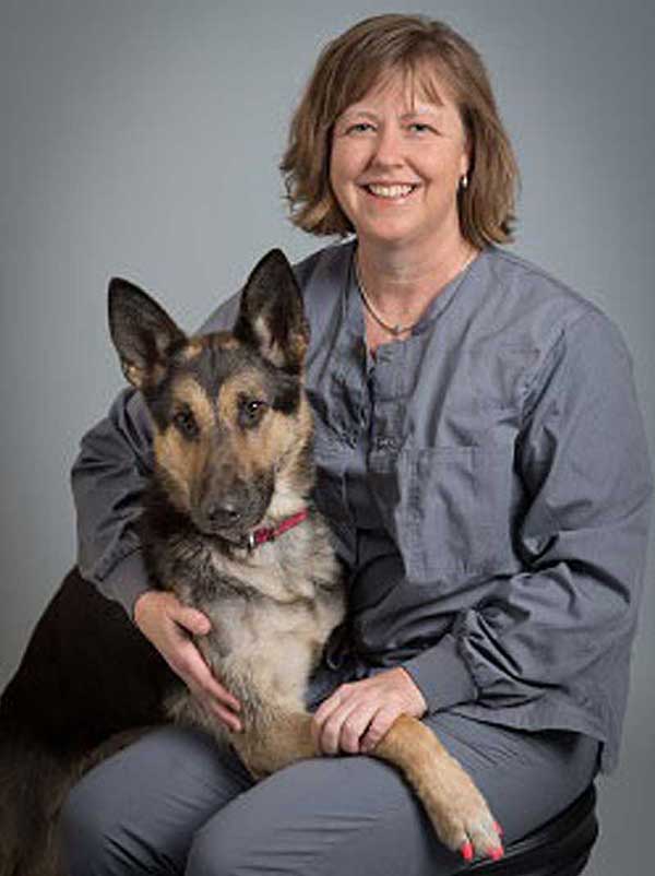 Dr. Bonnie Wright portrait with German Shepard, Yaga