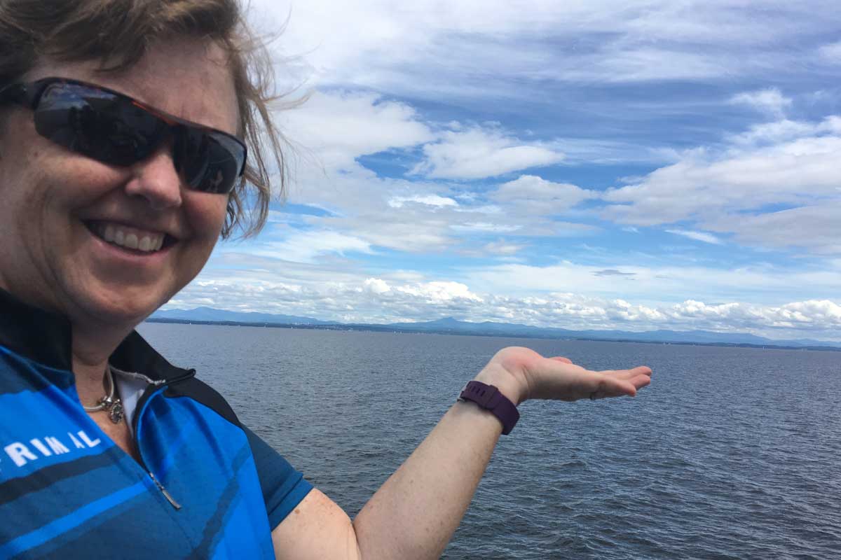 Bonnie with ocean and coast in background